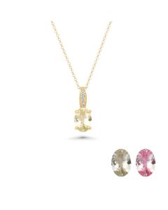 0.78 Cts UV Mint Garnet and White Diamond Pendant in 14K Yellow Gold