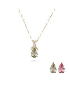 0.84 Cts UV Mint Garnet and White Diamond Pendant in 14K Yellow Gold