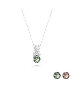 1.25 Cts UV Mint Garnet and White Diamond Pendant in 14K White Gold