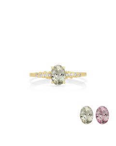 0.97 Cts UV Mint Garnet and White Diamond Ring in 14K Yellow Gold