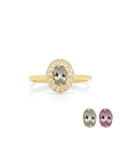0.79 Cts UV Mint Garnet and White Diamond Ring in 14K Yellow Gold