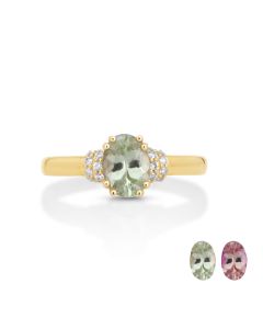 1.03 Cts UV Mint Garnet and White Diamond Ring in 14K Yellow Gold