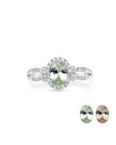 1.07 Cts UV Mint Garnet and White Diamond Ring in 14K White Gold