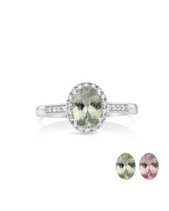 1.34 Cts UV Mint Garnet and White Diamond Ring in 14K White Gold