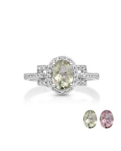 1.32 Cts UV Mint Garnet and White Diamond Ring in 14K White Gold