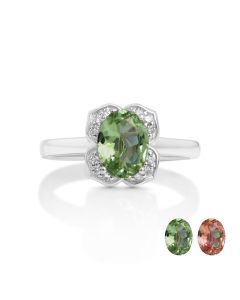 1.55 Cts UV Mint Garnet and White Diamond Ring in 14K White Gold