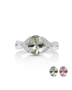 2.21 Cts UV Mint Garnet and White Diamond Ring in 14K White Gold