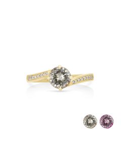 1.23 Cts UV Mint Garnet and White Diamond Ring in 14K Yellow Gold