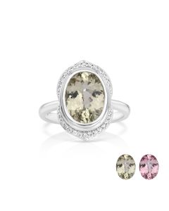 4.8 Cts UV Mint Garnet and White Diamond Ring in 14K White Gold