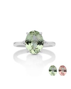 3.66 Cts UV Mint Garnet and White Diamond Ring in 14K White Gold