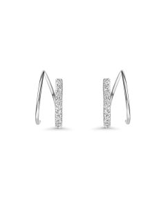 0.17 Cts White Diamond Swirl Earring in 14K White Gold