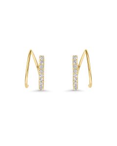 0.17 Cts White Diamond Swirl Earring in 14K Yellow Gold