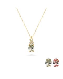 0.71 Cts UV Mint Garnet and White Diamond Pendant in 14K Yellow Gold