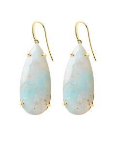 36.42 Cts Aquaphrase Dangle Earrings in Brass