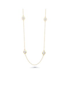0.23 Cts White Diamond Necklace in 14K Yellow Gold