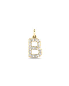 0.08 Cts White Diamond Letter "B" Pendant W/0 Chain in 14K Gold