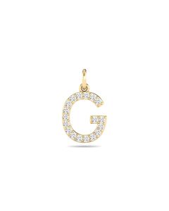 0.08 Cts White Diamond Letter "G" Pendant W/0 Chain in 14K Gold