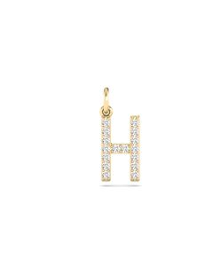 0.08 Cts White Diamond Letter "H" Pendant W/0 Chain in 14K Gold