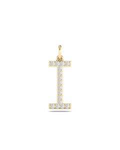 0.08 Cts White Diamond Letter "I" Pendant W/0 Chain in 14K Gold