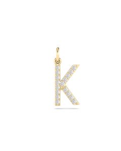 0.08 Cts White Diamond Letter "K" Pendant W/0 Chain in 14K Gold