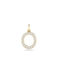 0.08 Cts White Diamond Letter "O" Pendant W/0 Chain in 14K Gold