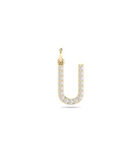 0.08 Cts White Diamond Letter "U" Pendant W/0 Chain in 14K Gold
