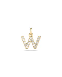 0.08 Cts White Diamond Letter "W" Pendant W/0 Chain in 14K Gold