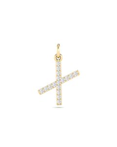 0.08 Cts White Diamond Letter "X" Pendant W/0 Chain in 14K Gold