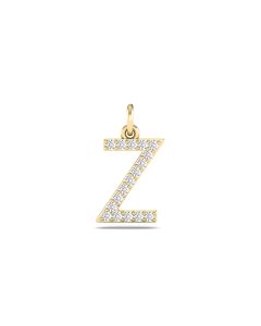 0.08 Cts White Diamond Letter "Z" Pendant W/0 Chain in 14K Gold
