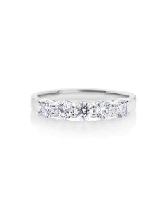0.9 Cts Lab Grown White Diamond Ring in 14K White Gold