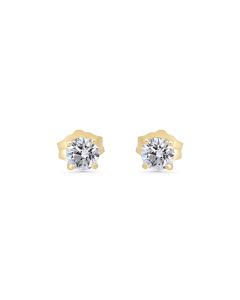 Lab Grown White Diamond Earring in 14K Yellow Gold