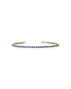 3.37 Cts Blue Sapphire Bracelet in 14K Yellow Gold
