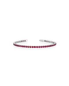 5.83 Cts Ruby Bracelet in 14K White Gold