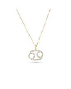 0.16 Cts White Diamond Cancer Pendant in 14K Yellow Gold
