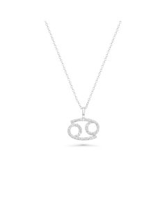 0.16 Cts White Diamond Cancer Pendant in 14K White Gold