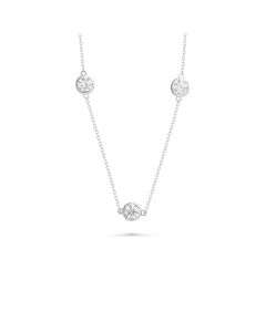 BellaMoi White Moissanite Station Necklace in 14K White Gold
