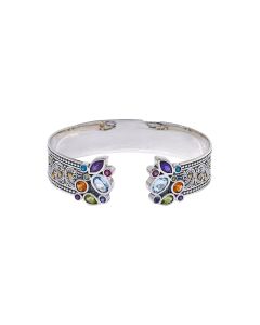 5.56 Cts Multi Gemstone Cuff Bangle in 925