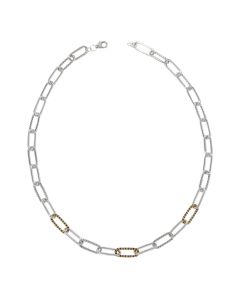 Luxury Everyday Sterling Silver Link Chain Necklace in 925 Oxidized Metal