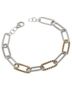 Handmade Distinctive Oxidized 925 Silver Chain Link Bracelet for Men