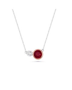 1.11 Cts Ruby and White Diamond Necklace in 14K Two Tone