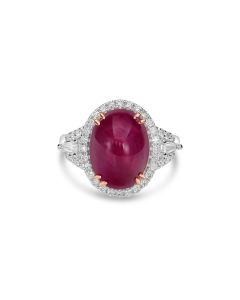 10.35 Cts Ruby and White Diamond Ring in 14K Two Tone