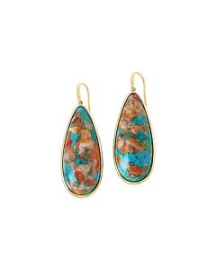 45.7 Cts Oyster Turquoise Dangle Earring in Brass
