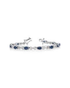 8.01 Cts Blue Sapphire Station Bracelet In 925 Sterling Silver