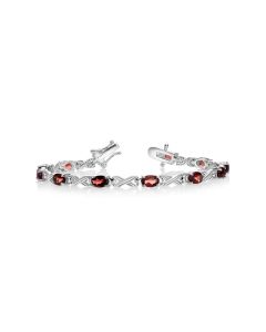 5.81 Cts Garnet Station Bracelet In 925 Sterling Silver