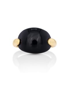 6.80 Cts Black Onyx Ring in 14K Yellow Gold