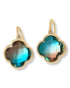 20.69 Cts Bi-Color Quartz Clover Earring in Brass