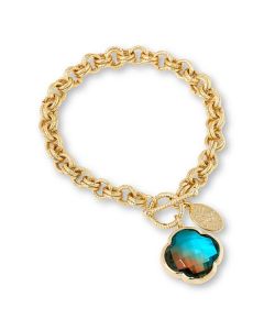 13.95 Cts Bi-Color Quartz Clover Bracelet in Brass