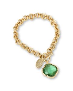 13.59 Cts Mint-Color Quartz Clover Bracelet in Brass