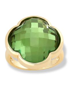 15.05 Cts Mint-Color Quartz Clover Ring in Brass