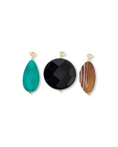 BlackOnyx, Amazonite and Banded Agate Charm Pack in Brass